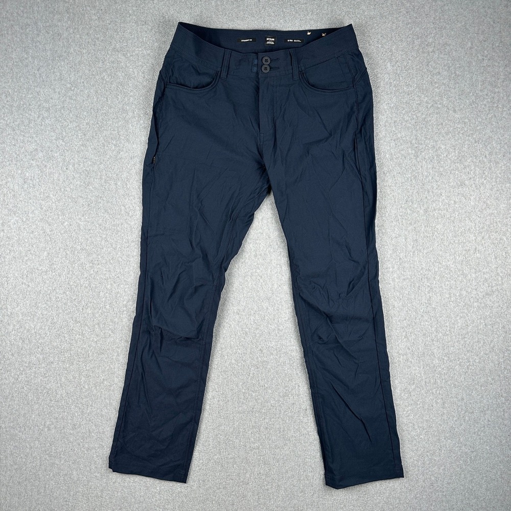 prAna Pants Womens 8 Straight Fit Navy Blue Hiking Outdoor Stretch